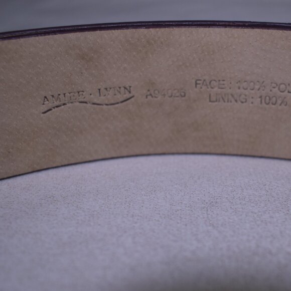 Vintage Amiee Lynn Brown Croc Leather Belt with Gold Buckle Size XL Adjustable - Picture 16 of 16